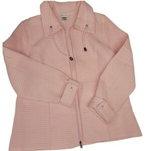 Christopher & Banks Pink Waffle Knit Zip Up Jacket Collared‎ Medium